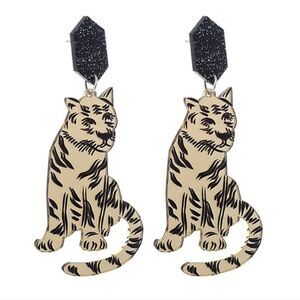 NWOT Mirrored Tiger Earrings